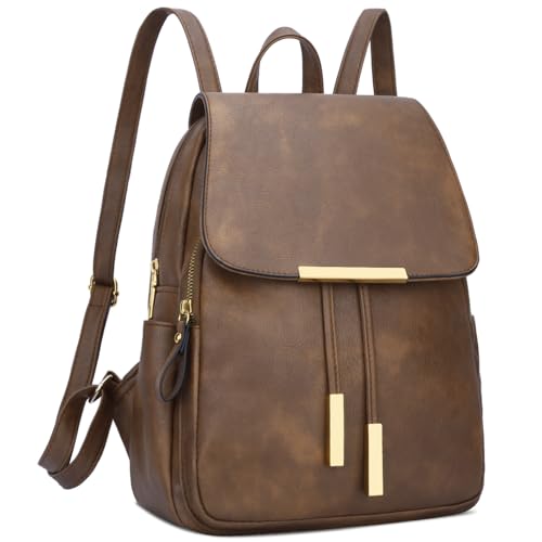 KKXIU Trendy Vegan Leather Backpack Purse for Women and Ladies Shoulder Travel Daypacks Bags (Z-Brown) - color: Z-brown, style: Backpack