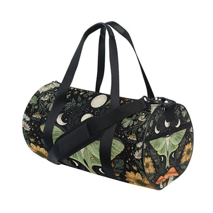 MNSRUU Sports Duffel Bags, Green Moth Athletic Gym Bag Overnight Workout Travel Tote Luggage for Men Women Yoga - color: Moths I18601