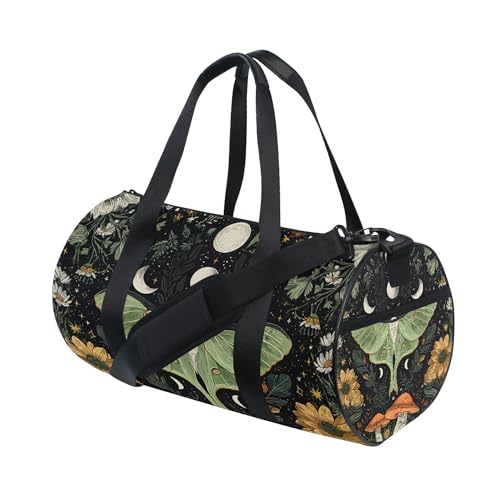 MNSRUU Sports Duffel Bags, Green Moth Athletic Gym Bag Overnight Workout Travel Tote Luggage for Men Women Yoga - color: Moths I18601