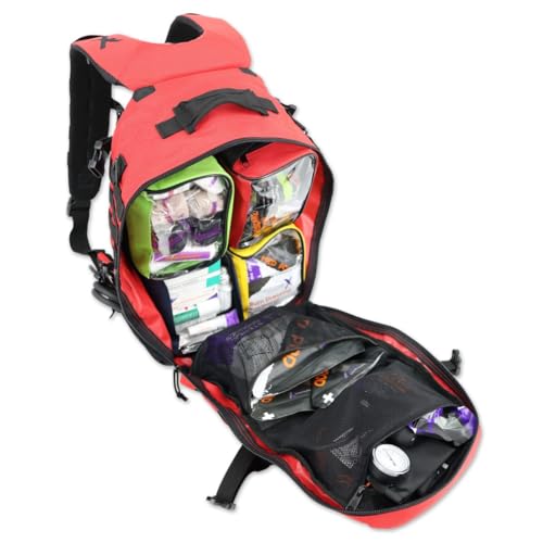 Lightning X Stocked Modular Trauma & Bleeding First Aid Responder Medical Backpack + Kit (Red) - color: Red