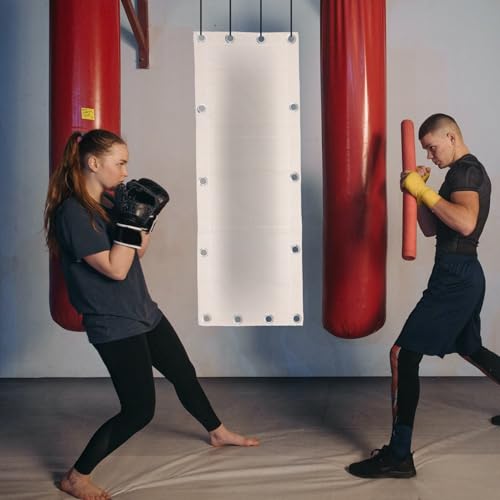 PRETYZOOM Triplet Boxing Bag Wall-Mounted Fitness Sandbag Empty 110x40cm Canvas Workout Punching Bag for Boxing Training and Martial Arts Practice