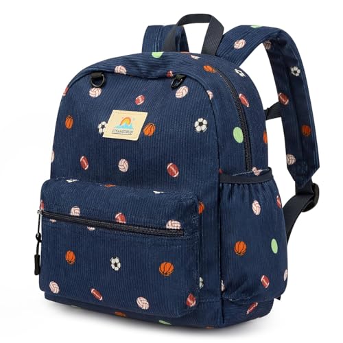 STEAMEDBUN Corduroy Toddler Backpack for Boys 2-4: Kids backpack for Boys Girls - 12 inch Preschool Kindergarten Backpacks - color: Ball Corduroy, size: MINI-12"H(not fit folder)