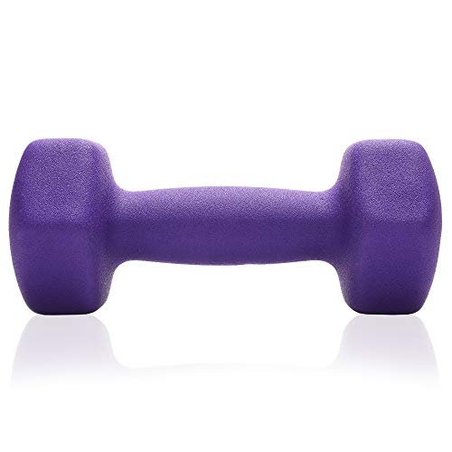 Philosophy Gym Set of 2 Neoprene Dumbbell Hand Weights, Hexagon Shape - style: Purple 6 lb Pair