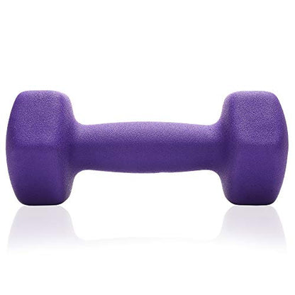 Philosophy Gym Set of 2 Neoprene Dumbbell Hand Weights, Hexagon Shape - style: Purple 6 lb Pair