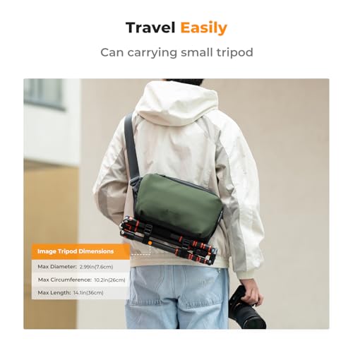 K&F CONCEPT Camera Sling Bag Crossbody Bag Waterproof Camera Shoulder Backpack DSLR/SLR/Mirrorless Camera Case - color: 04 Black+Green Medium