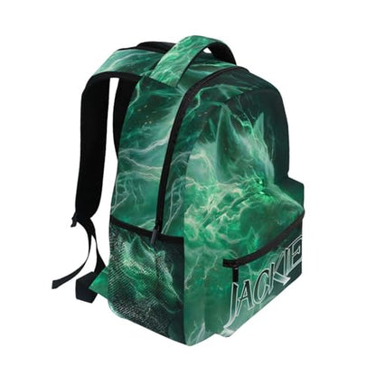 susiyo Custom Name Backpack Personalized School Bookbag Green Wolf Lightweight College Back Pack Travel Camping Casual Daypack for Teens Girls Boys Women Men - color: Custom Green Wolf