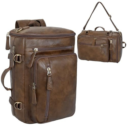 GOWIN Vegan Leather Backpack fit 16 Inch Laptop ‌Convertible Travel Backpack for Men, TSA Approved (Brown) - color: Brown