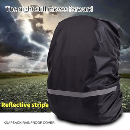 Water Rain Covers for Backpack Rucksack Rain Covers Rainproof Protector with Reflective Strips Bag Rain Covers - color: Black Color-S