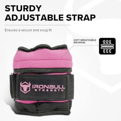 Adjustable Ankle Weights (10lbs/Pair) - Weighted Ankle Weight for Walking, Gym and Exercise - 2, 4, 6, 8, 10 LB Leg Weight Set with Straps for Women and Men - 1-5 lbs Each Ankle Adjustable for Weight Lifting - color: Pink
