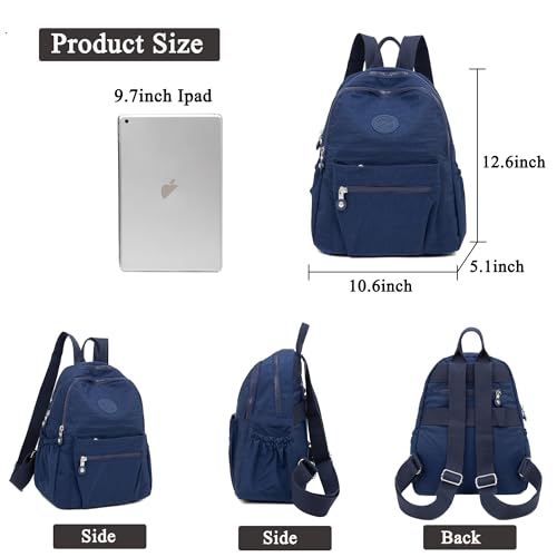 Pealwel Mini Backpack Purse for Women,Small Nylon backpacks for Ladies Backpacks Women Anti Theft Travel Bag (Dark Blue) - color: Dark Blue