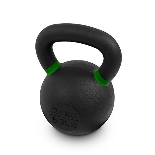 Valor Fitness Premium Cast Iron Kettlebells Powder Coated Kettle Bell Weights - Includes LB and KG Weight - color: I: 53LB