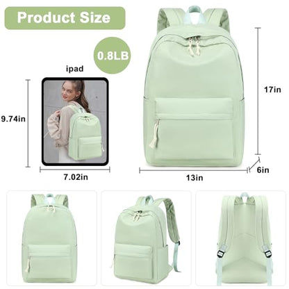 Bluboon Teen Girls School Backpack Kids Bookbag Set with Lunch Box Pencil Case Travel Laptop Backpack Casual Daypacks (Green set -3) - color: Green Set -3