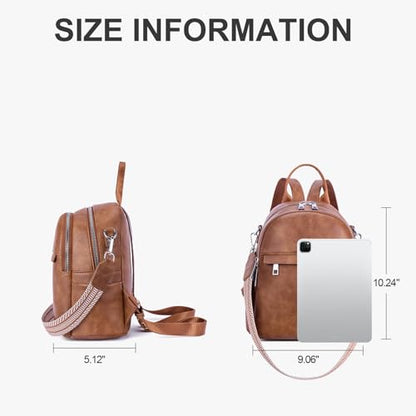 Small Backpack Purse for Women Leather Mini Convertible Designer Backpack Travel Shoulder Fashion Bag Brown - color: Brown