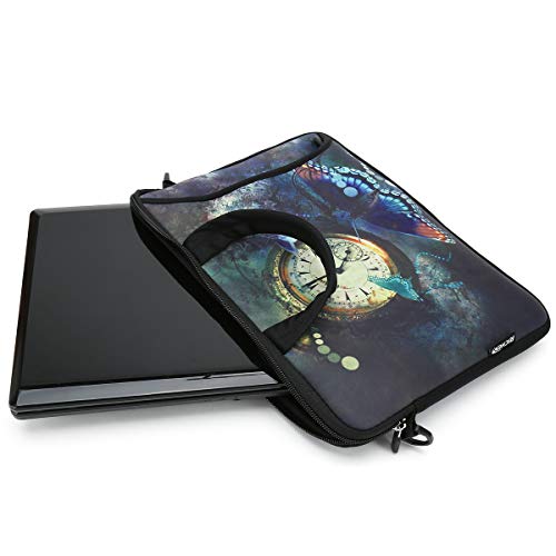 RICHEN 11 11.6 12 12.5 13 inches Chromebook/Notebook PC Messenger Bag Travel Case Neoprene Handle Sleeve with Shoulder Strap (11-13.3 inch, Clock &Butterfly) - color: Clock & Butterfly, size: 11-13.3 inch