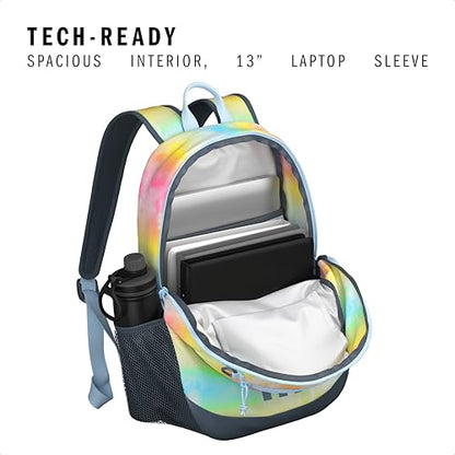 Originator Small Backpack for men and women, athletic book bag with laptop sleeve - color: Stone Wash Rainbow/Clear Sky Blue