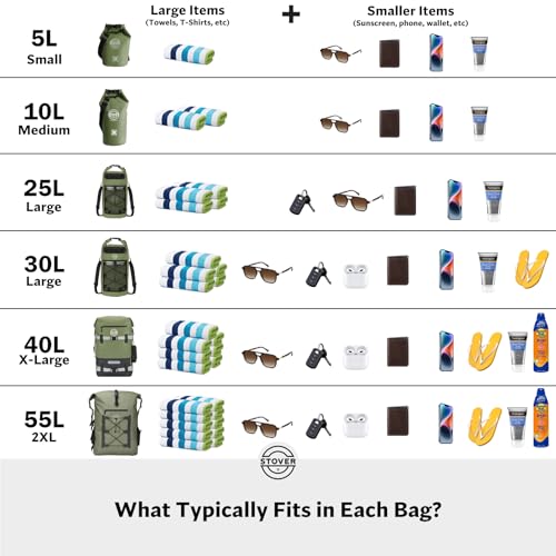STOVER 5/10/25/30/40/55L Waterproof Dry Bag- Roll-Top Backpack w/Phone Case- Kayaking, Hiking, Camping, Boating- Men/Women - color: 25l Yellow (With Phone Case), size: 25L