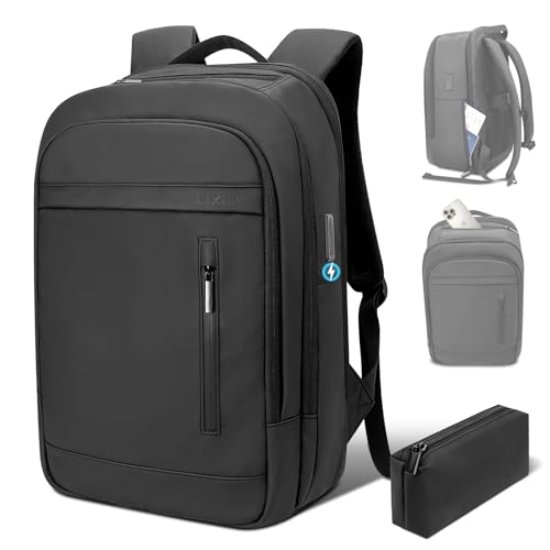 Laptop Backpack for Men Business Travel Laptop Backpack with USB Charger Lightweight Anti-Theft Water-Resistant Fits 15.6 Inch Laptop for Travel Daily Work Office College with Small Bag-Black - color: Black, size: 15.6MAX", style: Classic