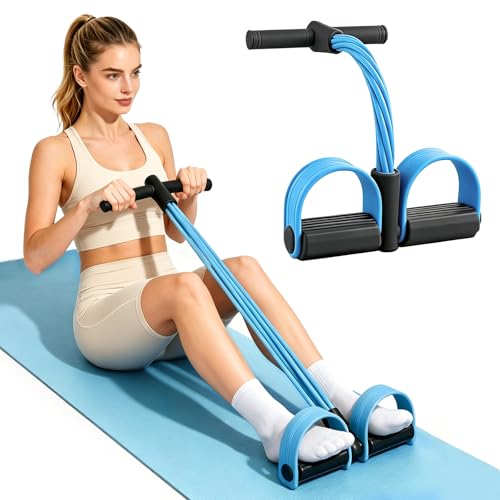 Pedal Resistance Bands with Handles, New Model 6 Tube Resistance Foot Pedal, Multifunctional Rubber Resistance Bands, Suitable for Waist, Arms, Abdomen, and Legs - color: blue