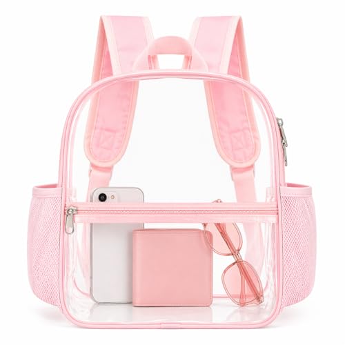 Oraben Clear Backpack for Stadium Events Stadium Backpack Waterproof 12x6x12 Clear Bag for Adult Concert Sport Work - color: Pink, style: Enhanced Strap