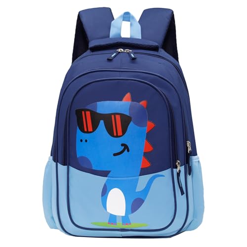 15 inch Primary School Kindergarten Schoolbag Leisure Cool Cute Cartoon Travel Backpack For Boys Girls Ages 6-10 Use - color: Dinosaur Blue, size: Large