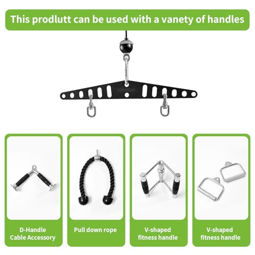 Multi-Grip LAT Pull Down Bar Hardened Powder-Coated Finish, 360° Rotating Stainless Steel Adapter, Neutral & Wide Grip Spreader Bar for Pulley System Gym & Cable Machines - color: BIACK-16in