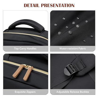 MDODO Laptop Backpack for Women,Travel Backpack with Laptop Compartment,Casual Daypack College Bookbag Computer Work Backpack, Black - color: Black-1 Pcs