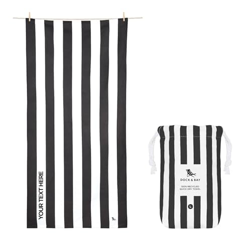 Dock & Bay Beach Towel - Quick Dry, Sand Free - Compact, Lightweight - 100% Recycled - Includes Bag - Cabana - Kamari Charcoal - Large (160x90cm, 63x35) - color: Cabana - Kamari Charcoal, size: Large (160x90cm, 63x35")