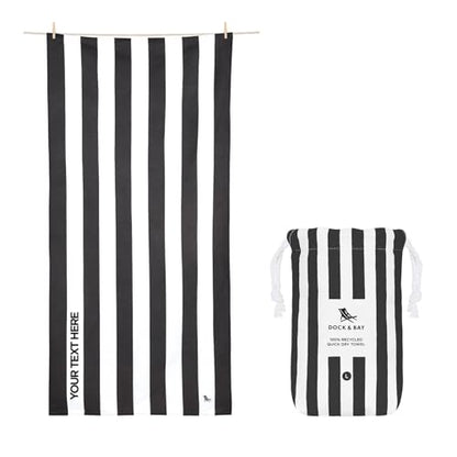 Dock & Bay Beach Towel - Quick Dry, Sand Free - Compact, Lightweight - 100% Recycled - Includes Bag - Cabana - Kamari Charcoal - Large (160x90cm, 63x35) - color: Cabana - Kamari Charcoal, size: Large (160x90cm, 63x35")