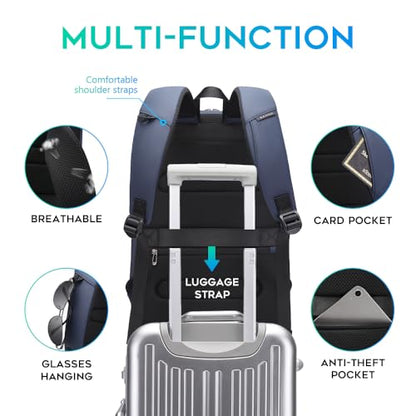 FUTURE AESTHEICS Business Laptop Backpack for Men,Women，15.6 Inch Water Resistant Travel smart Laptop Backpack Carry On Backpack with USB Charging Port，Large Business Work Durable Computer Bag, Blue - color: Blue