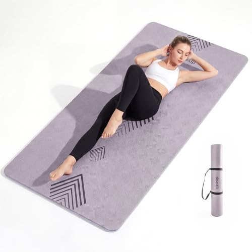 EaseUp Large yoga mat,73’x35.5’x0.4’,extra thick and wide,10mm pilates mat,non-slip exercise mat,workout mats for home gym - color: Dusty Purple