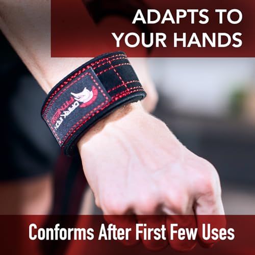 Dark Iron Fitness Wrist Straps for Weightlifting, Heavy Duty Gripping Suede Leather Bands for Men & Women, Support Wraps Gloves Alternative for Power Lifting Weight Strength Training Workouts - size: 2 mm