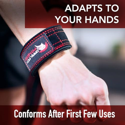 Dark Iron Fitness Wrist Straps for Weightlifting, Heavy Duty Gripping Suede Leather Bands for Men & Women, Support Wraps Gloves Alternative for Power Lifting Weight Strength Training Workouts - size: 2 mm