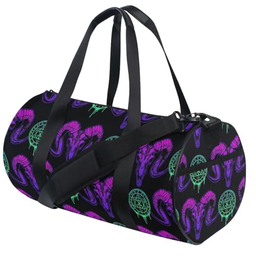MNSRUU Duffel Bags Mystical Ram Skull Sports Gym Bag Travel Luggage Overnight Bags for Men Women Duffel Bags for Traveling - color: Goth 15