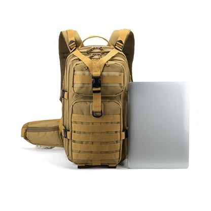 Camo hunting backpack，small tactical backpack, military backpack for men， camping backpack, 3-day bag(Khaki) - color: Mud Color