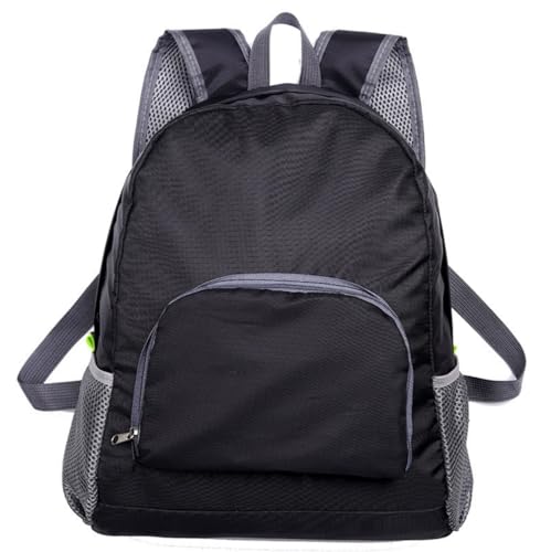 1 Pack Foldable Lightweight Black Backpack, Unisex Water Resistant Daypack, Durable Large Capacity Rucksack for Hiking Camping Travel Outdoor Use - color: Black