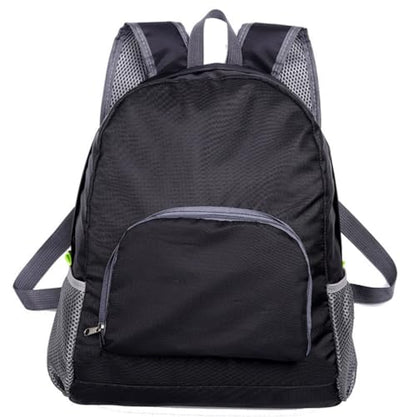 1 Pack Foldable Lightweight Black Backpack, Unisex Water Resistant Daypack, Durable Large Capacity Rucksack for Hiking Camping Travel Outdoor Use - color: Black