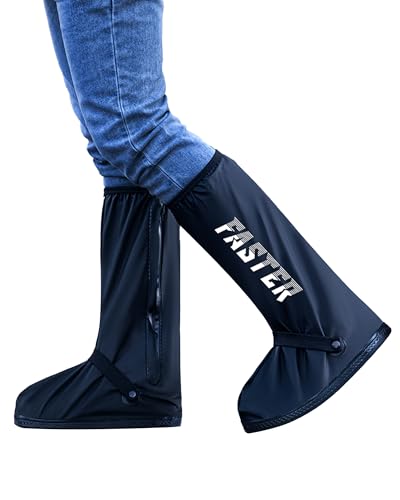 Waterproof Rain Shoe Covers Reusable Anti-Slip and Reflector Portable Motorcycle Rain Boots for Men Women - color: Faster, size: Medium