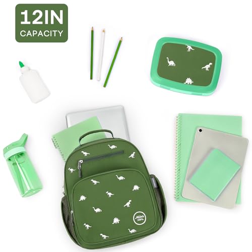 mibasies Boys Backpacks Ages 5-8: Quilted Backpack for Kids - Cute 15 Inches Bookbag for Kindergarten Elementary School Dinosaur Green - color: Dinosaur Green, style: Kids-15"h