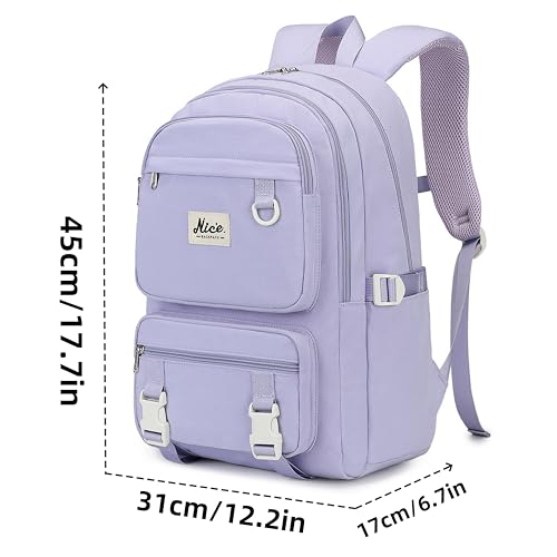 Laptop Backpack for Women College High Schoolbag Big Students Bookbags Large Multi pocket Travel Daypack Casual (Purple) - color: Purple