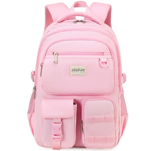 abshoo Large Heavy Duty Backpack For School College Bookbag Casual Multi Pocket Travel Backpacks - color: Pink