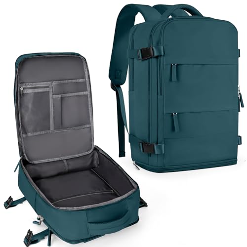 coowoz Travel Backpack For Women Men,Carry On Backpack,Hiking Backpack Waterproof Outdoor Sports Rucksack Casual Daypack Travel Essentials(Peacock Blue) - color: Peacock Blue, size: 25l