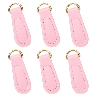 uxcell 6pcs Zipper Pull, 1.57 Inch Leather Zip Puller Zipper Replacement Repair Kit Head Handle for Luggage Clothing Jackets Backpacks Boots, Light Pink - color: Light Pink