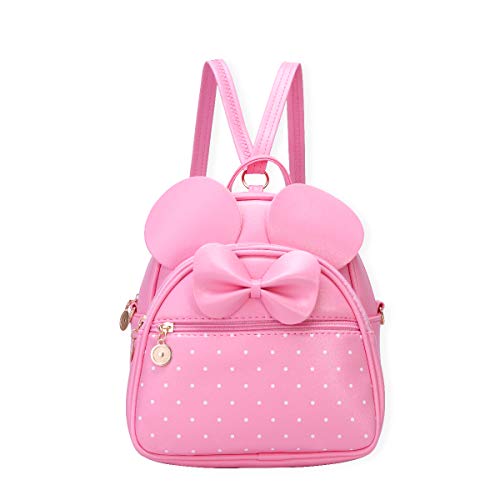 KL928 Girls Mini Backpack Bowknot Polka Dot Cute Small Daypacks Convertible Shoulder Bag Purse for Women - color: L.pink
