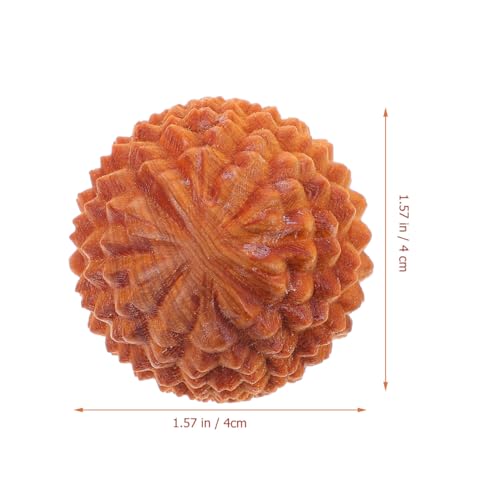 SOIMISS 2 Pieces Durian Shaped Wood Hand Massage Balls Mini Rolling Massagers Baoding Style Fitness Supplies Stress Relief Muscle Relaxation Acupoint Stimulators Roller Light Yellow Length 1.57 Inch