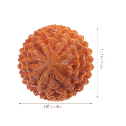 SOIMISS 2 Pieces Durian Shaped Wood Hand Massage Balls Mini Rolling Massagers Baoding Style Fitness Supplies Stress Relief Muscle Relaxation Acupoint Stimulators Roller Light Yellow Length 1.57 Inch