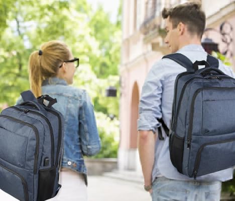 Laptop Backpack Fits 17 Inch Computer, Bussiness Travel Backpack with USB Charging Port and Anti Theft Pocket, Navy - color: A Navy