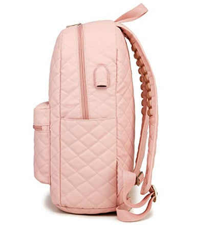 Kinmac Laptop Backpack with Massage Cushion Straps and USB Charging Port for Laptop Up to 15.6 Inch Men Women Travel Outdoor Backpack (Pink) - color: Pink Embroider