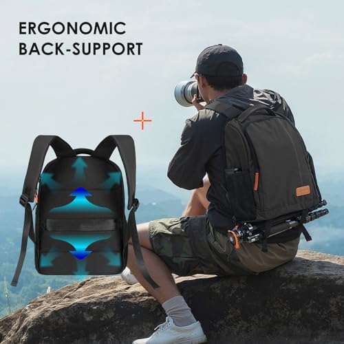 TARION Camera Backpack for Photographers - Compact Camera Bag with 15 Inch Laptop Compartment - Side Access Quick Draw - Anti-theft Hidden Pocket Tripod Holder Rain Cover - TB04 Black - color: Black