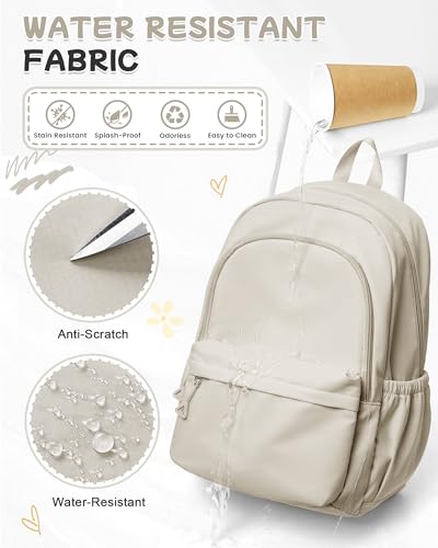 BJLFS Khaki School Backpack for Girls Women Waterproof High School Book Bag Cute Backpack for Men Teens Boys, Lightweight Simple Middle School Back Pack Daypack - color: A0-khaki