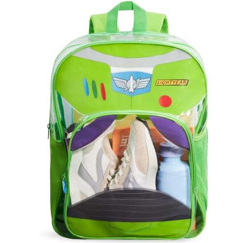 Get Trend Disney Toy Story Boys Clear Backpack for Stadium Events, Buzz Lightyear 17 inch Transparent School Bookbag, See Through Travel Bag with Straps, Gifts for Boys (Green Buzz Lightyear) - color: Green Buzz Lightyear